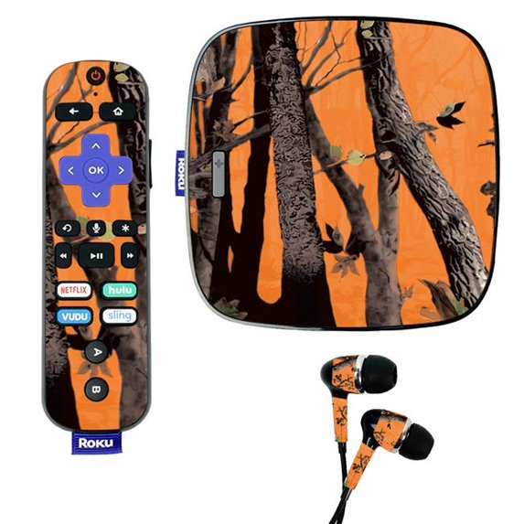 Skin Decal Wrap Compatible With Roku Ultra Sticker Design Orange Camo
