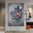 thumbnail image 3 of Amor Corazón Efecto 3D Arte de la pared Escultura de metal abstracta Pintura en lienzo moderna Decoración de la pared 30 * 40 cm, 3 of 4