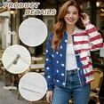 thumbnail image 6 of COEQINE Bomber Jacket Women Full Zip Relaxed Fit Y2k Jackets Lightweight Trendy Varsity Shacket Coats Stand Collar Windbreaker Patriotic USA Flag Fall Clothes, 4X-Large, Vintage American Flag, 6 of 7