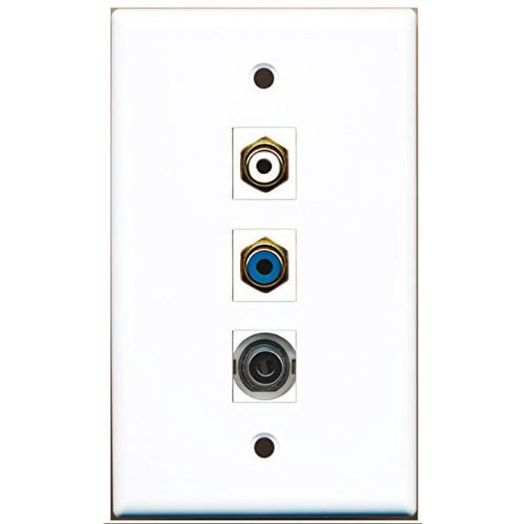 RiteAV - 1 Port RCA White and 1 Port RCA Blue and 1 Port 3.5mm Wall Plate