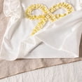 thumbnail image 6 of CAICJ98 Toddler Girls Clothes Summer Short Sleeve T-Shirt + Striped Skort 2pcs Bow Outfit Set for Girls (Yellow,6-7 Years), 6 of 7