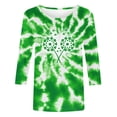 thumbnail image 2 of Craaazy Women's 3/4 Sleeve Round Neck Casual St Patricks Day Irish Festival Clover Comfy Graphics Print Printed Pullover T-shirts Gifts, 2 of 5