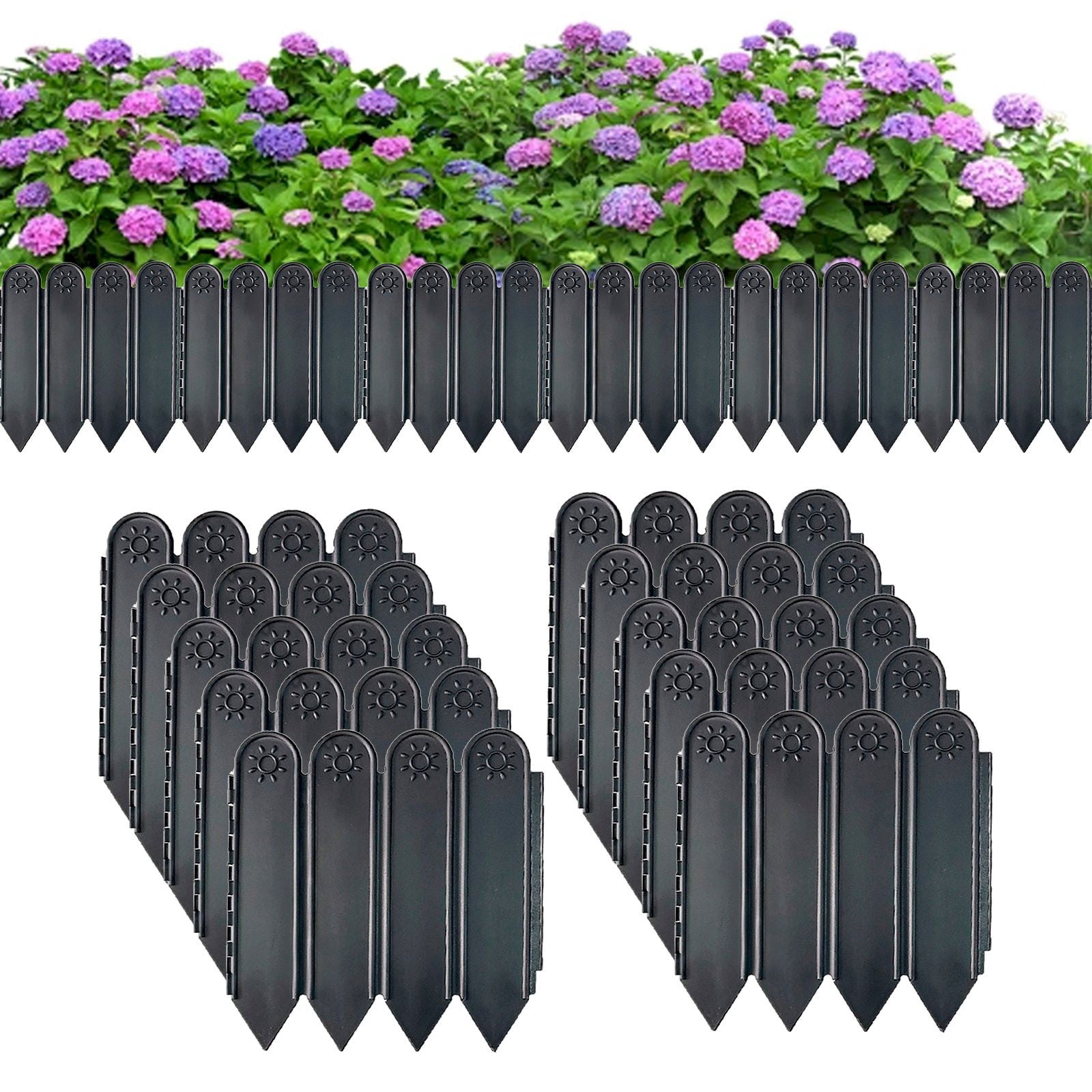 NEGZHI 10-Pack Plastic Garden Border Fence (7.87"x5.9"): Decorative Picket Fence Panels for Flowerbeds, Paths & Plant Yards - Easy-Insert Landscape Edging