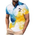 thumbnail image 2 of Fznquz Men's Polo Shirts Short Sleeve Yellow Summer Tie Dye Polos Moisture Wicking Button Mens Shirt XXL, 2 of 5