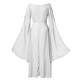 thumbnail image 4 of Women's Puff Long Sleeve Tunic Tops Pleated V Neck Blouses Dressy Shirts Causal Loose Fit Summer T-Shirts 09-White M, 4 of 5