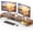 Walnut, variant on Dual Monitor Stand Riser with Smartphone Holder, Adjustable Length & Swivel Angle, Ergonomic Wooden Desktop Organizer for PC Monitor, Laptop, Printer, Large Storage, Black
