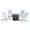 White/Gray, variant on Jasper Outdoor Acacia Wood 4 Seater Adirondack Chair Set with Fire Pit, Dark Gray and Gray