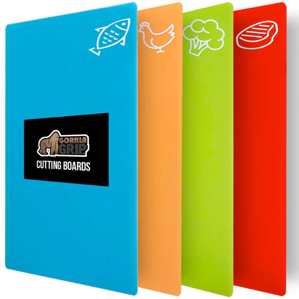 Gorilla Grip Cutting Board Set of 4, Flexible, Multicolor photo 1