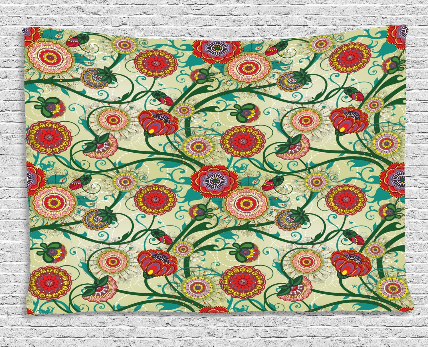 Floral Tapestry, Oriental Inspirations Vintage Flower Arrangement