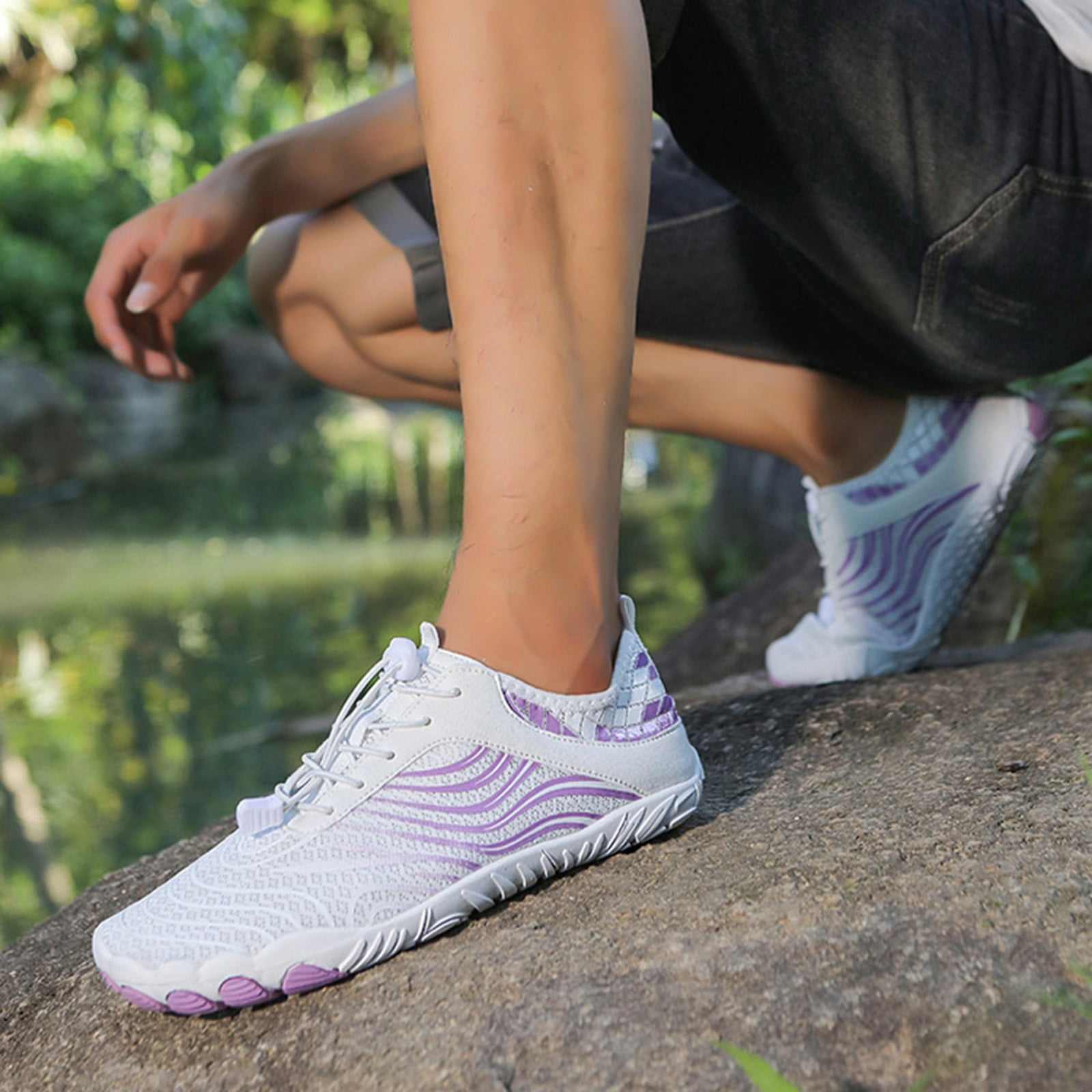 Win s Way Women's Barefoot Water Shoes, Minimalist Toe Sock Mesh Sneakers for Hiking & Fitness