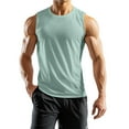 thumbnail image 2 of Domuza Men's Tank Top Athletic Workout Moisture Wicking Sleeveless T Shirts Summer Lightweight Casual Solid Crew Neck Running Beach Tees Mint Green S, 2 of 4