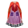 thumbnail image 3 of IDOPIP Halloween Sanderson Sisters Costume Kids Girls Sarah Mary Winifred Witch Dress with Cape Fancy Dress up Cosplay Suit for Photo Shoot Party 6-7 Years Orange, 3 of 10
