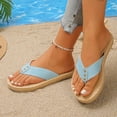 thumbnail image 5 of Rokment Flip Flops Beach Sandals for Women Indoor and Outdoor Waterproof Water Swim Pool Flat Thongs Slippers Casual Dress Slip on Slides Summer Shoes Sky Blue Size 7.5, 5 of 8