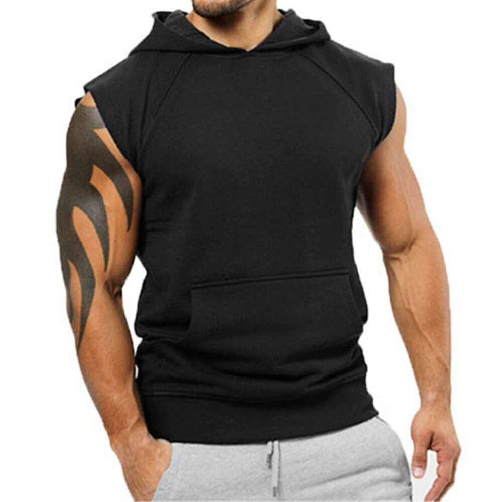 Homme Débardeur à Capuche Maillot sans Manches Bodybuilding Tank Top Athletic Gym Fitness Musculation T-Shirt Haut LianMengMVP 