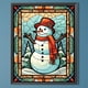 thumbnail image 3 of Pintura 5D DIY Vitral Redondo Completo AB Diamante Muñeco de Nieve 45x55cm, 3 of 9