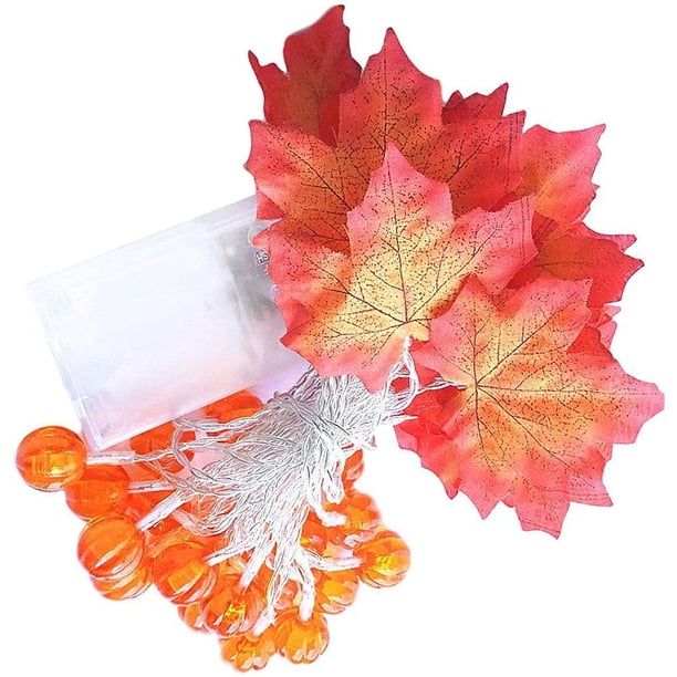 Luces Led De Calabaza De Hoja De Arce Para Halloween, Luces Led De Hoja De Arce Con Pilas Para Decoración De Festival De Halloween Scienceny HA046503-01