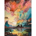 thumbnail image 1 of Van Gogh Inspired Atmospheric Clouds Over Mono Lake at Dawn Modern Watercolour Painting Large Wall Art Poster Print Thick Paper 18X24 Inch, 1 of 5