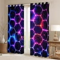 thumbnail image 2 of jejeloiu Neon Honeycomb Hexagon Blackout Curtains Set of 2 (52x84 Each),Modern Geometric Abstract Window Curtains,Gradient Pink Blue Black Curtains and Drapes For Adults,Super Cozy Room Decor, 2 of 6