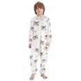 thumbnail image 2 of Flower Cat Footprint Pattern One Piece Pajamas Soft Jumpsuit Cozy Sleep and Play Romper Zipper and Pockets 9Y-11Y, 2 of 8