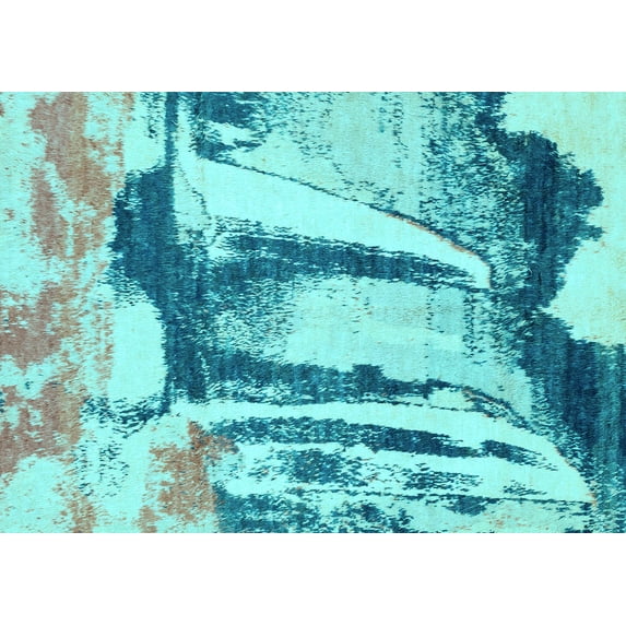 Ahgly Company Indoor Rectangle Abstract Light Blue Modern Area Rugs, 2' x 4'