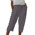 thumbnail image 3 of JJHGVB Cotton Linen Capris for Women Womens Long Shorts Cotton Linen Pants Baggy Shorts Women Below the Knee Pedal Pushers for Women Wide Leg Capri Resort Wear for Women Wide Leg Elastic Waist Gray S, 3 of 9
