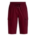thumbnail image 4 of Oiangi Women's Cargo Shorts Elastic Waist Drawstring Hiking Shorts Straight Leg Athletic Shorts with Multi-Pocket Red 2XL, 4 of 8