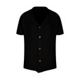 thumbnail image 3 of Crochet Knitted Shirts for Men Button-Down Collared Short Sleeve Tshirts Shirt Mens Casual Solid Color Stretchy Slim Lapel Tees Tops, 3 of 5