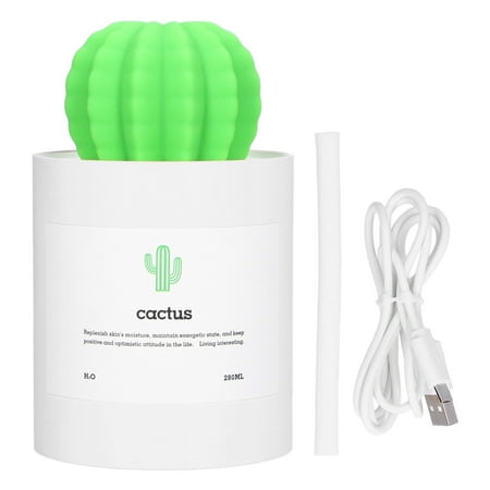 

280ml Cactus Desktop Humidifier USB Power Supply Mute Nano Atomization HumidifierWhite