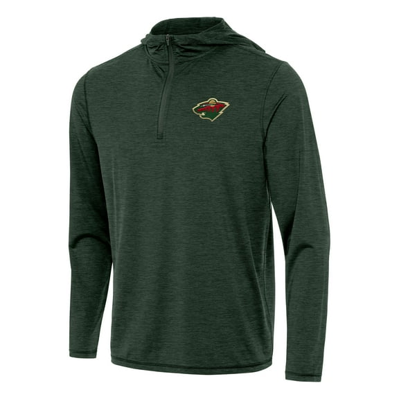 Men's Antigua Hunter Green Minnesota Wild Tidy Quarter-Zip Hoodie