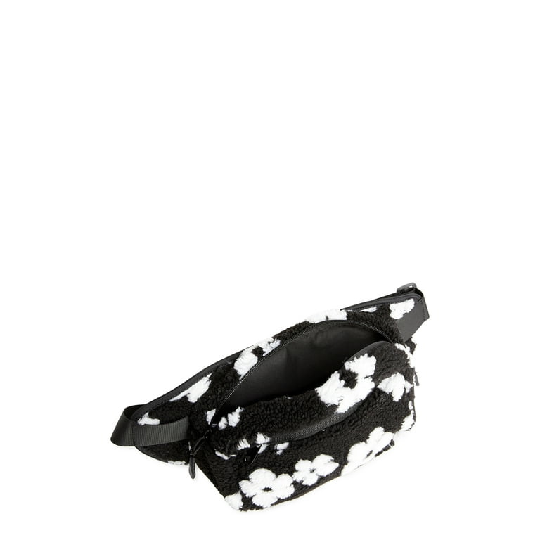 No Boundaries Women's Hands Free Rectangular Fanny Pack Black and White  Floral