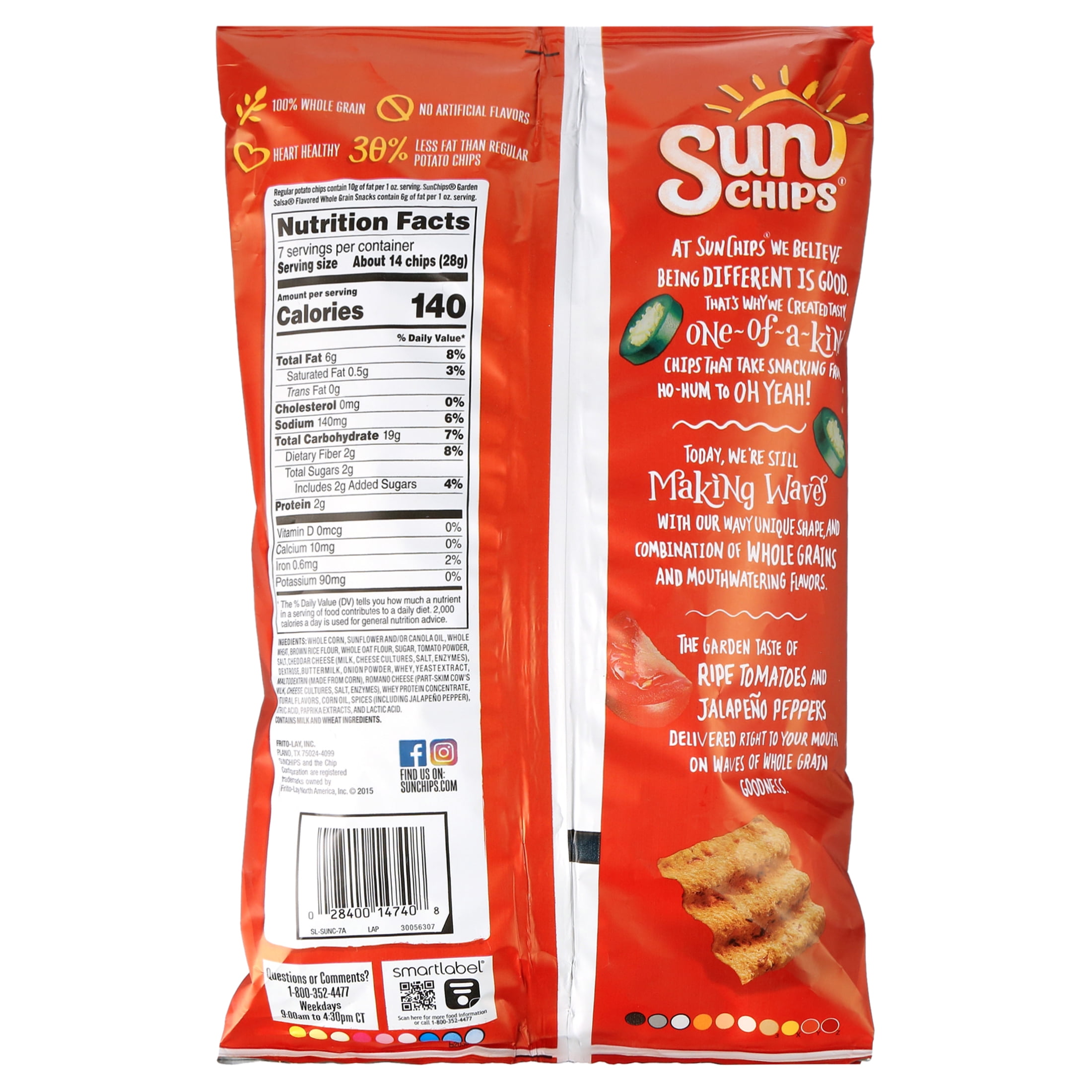 4 pack) SunChips Garden Salsa Whole Grain Snacks, 7 oz Bag 4 pack) SunChips Garden Salsa Whole Grain Snacks, 7 oz Bag