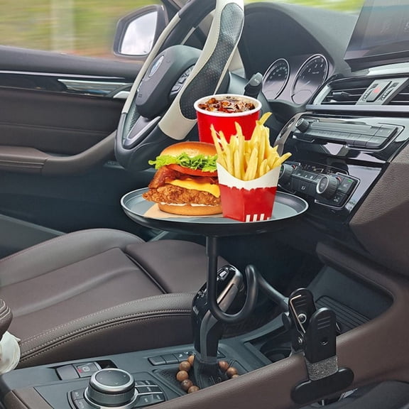 Car Cup Holder Tray - Adjustable Swivel Food & Laptop Tray for Sedan & SUV