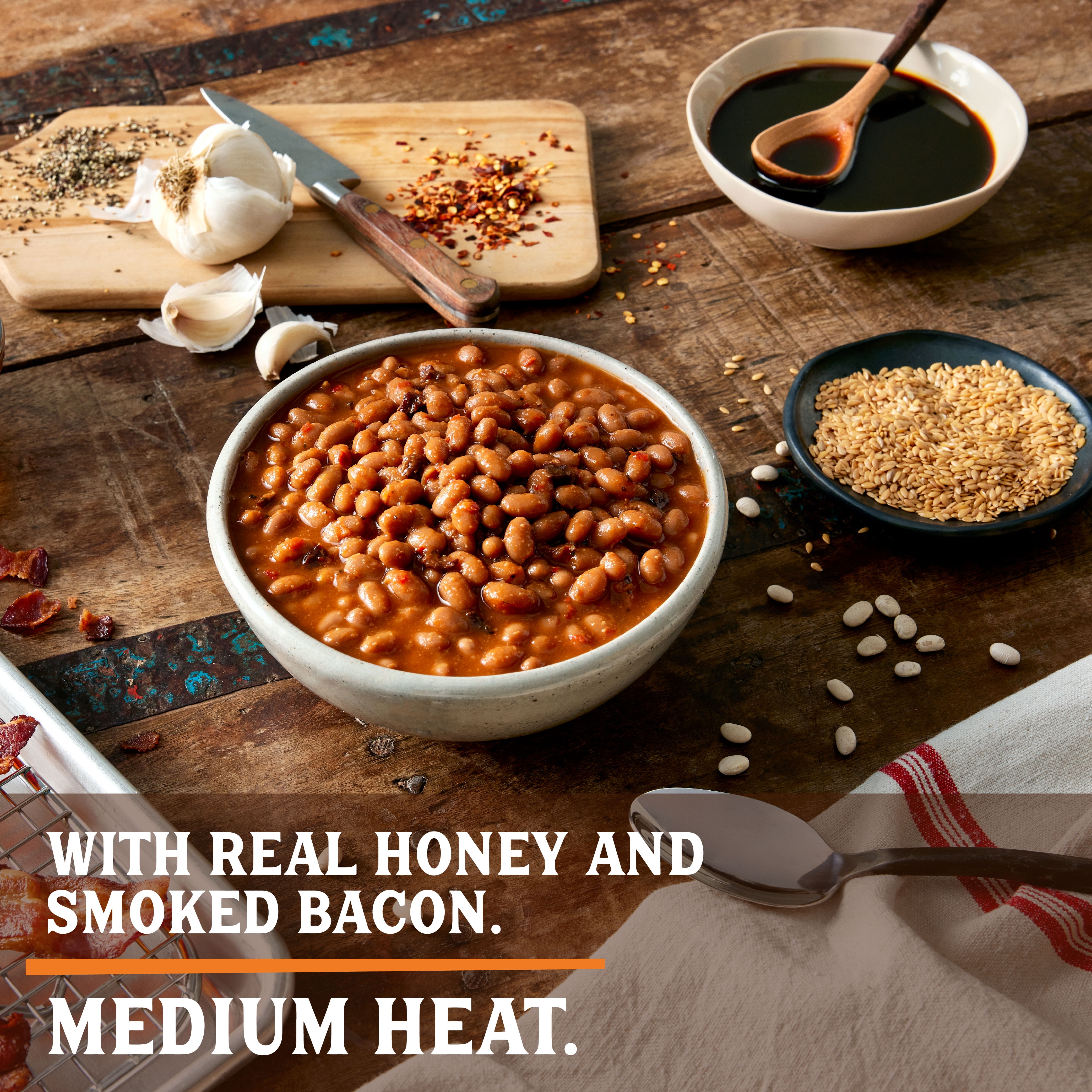 (12 pack) Serious Bean Co Hot Honey Baked Beans, 15.5 Oz