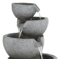 thumbnail image 5 of Four Bowls 32" High Large Zen Modern Indoor Outdoor Decor Gray Faux Stone Floor Fountain Light LED Cascading, 5 of 13
