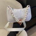 thumbnail image 1 of Embrague Femenino Bolso vagabundo con decoración de cadena de embrague para mujer con hilo bordado (blanco), 1 of 8