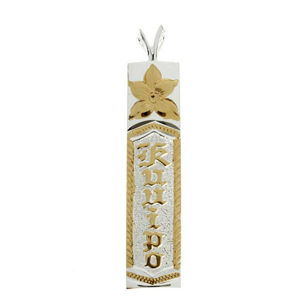 Hawaiian Silver Jewelry Vertical Kuuipo Sweetheart Gold-tone Pendants 0.39  Inches Width