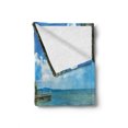 thumbnail image 2 of Coastal Soft Flannel Fleece Throw Blanket, Boardwalk on the Bridge Singapore Island Rural View Sandy Beach Summertime, Cozy Plush for Indoor and Outdoor Use, 50" x 70", Green Blue Brown, by Ambesonne, 2 of 6