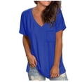 thumbnail image 2 of Pompotops Chemise Décontractée Confortable à Col en V avec Poche, Coupe Ample, Manches Courtes pour Femmes, 2 of 6