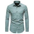 thumbnail image 2 of Aueoeo Mens Dress Shirts Long Sleeve Dress Shirts Cotton Button -Down Shirt Regular Fits Business Shackets Shirts Green L, 2 of 5