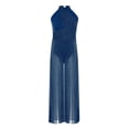 thumbnail image 4 of Alvivi Kids Girls Ballet Lyrical Dance Bodysuit Sleeveless Leotard Wide-Leg Jumpsuit Performance Dancewear Navy Blue 6, 4 of 5