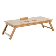 HOMCOM Adjustable Bamboo Laptop Desk Portable Foldable Breakfast Serving Bed Tray with Tilt Top (28.3"L)