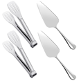 thumbnail image 1 of 4 Pcs Kitchen Cooking Tongs and Stainless Steel Cake Slicer with Serrated Edges for Kitchen, Party and Wedding, 1 of 5
