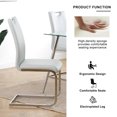 thumbnail image 4 of 6 Pieces Dinner Chairs, Faux Leather Dinning Chairs with High Backrest and Upholstered Cushion Seat, Modern Dining Table Chairs with C-shaped Metal Legs,Gray+Silver, 4 of 9