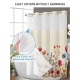 thumbnail image 4 of No Hook Shower Curtain with Snap in Liner Red Flowers Shower Curtain -Fabric Waterproof Inner Liner, Plants Watercolor Floral Retro Linen Shower Curtains Washable 72"x84", 4 of 9