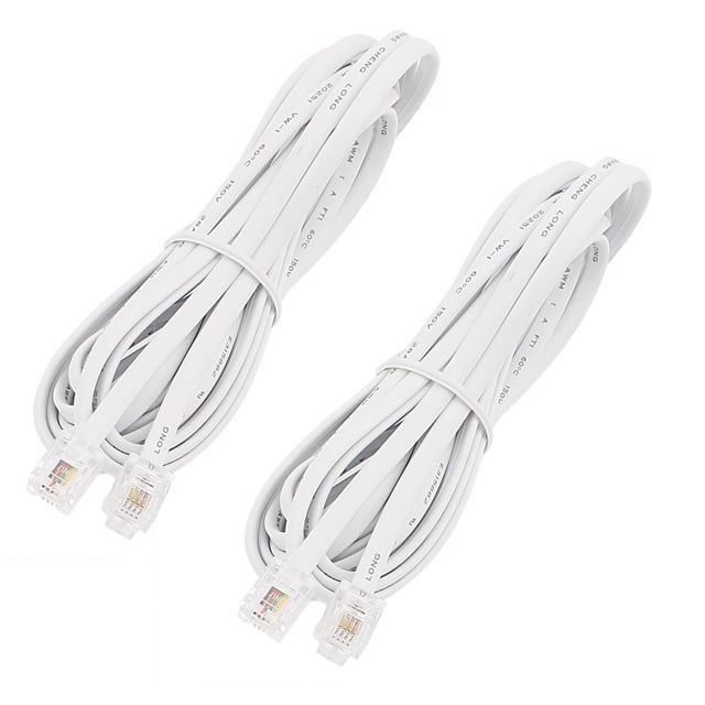 Unique Bargains Câble d'Extension Téléphonique 10 Pieds 6P4C RJ11 Fax Modem 2 Pcs
