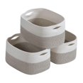 thumbnail image 3 of Cesta de cuerda de algodón, cubos de almacenamiento multiusos con asa para organización y almacenamiento, contenedores para guardería y baño, 3 uds. Beige Marrón, 3 of 8