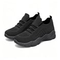 thumbnail image 6 of Women Breathable Knit Lace Up Walking Sneakers, Thick Cushioned Sole Lightweight Daily Commute Casual Outdoor Footwear Black 7.5, 6 of 7