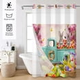 thumbnail image 6 of MIZHONA Easter Eggs No Hook Shower Curtain with Snap in Liner，Bunny in Truck Bath Curtain,71"× 83", 6 of 6