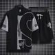 thumbnail image 2 of Conjuntos de camisetas y pantalones cortos para hombre, trajes deportivos con estampado gráfico, ropa de trabajo, conjunto de pantalones cortos para hombre con diseño de gofre, conjunto de 2 piezas, m, 2 of 5