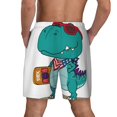 thumbnail image 3 of Kdxio Cute Dinosaur Print Men'S Swim Trunks With Compression Liner 7 Inch Inseam Quick Dry Swim Shorts, 3 of 7